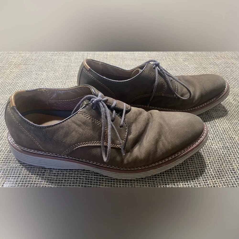 Johnston & Murphy Upton Plain Toe Shoe, Size 9M, Dark Brown Nubuck Leather